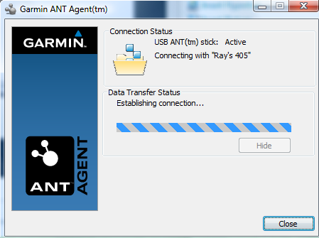 pair device with garmin ant agent