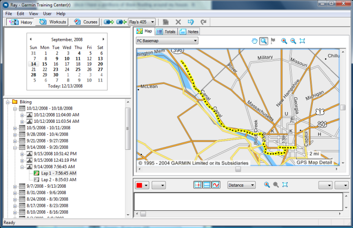 Garmin Training Center with Edge 705