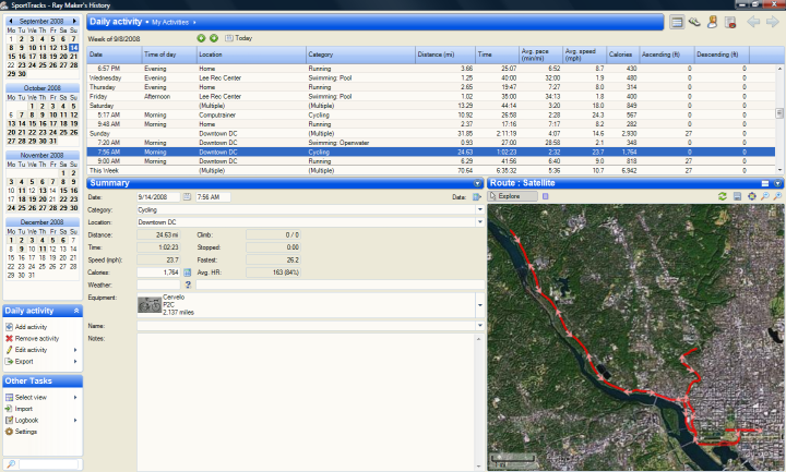 Sport Tracks imported Edge 705 ride data