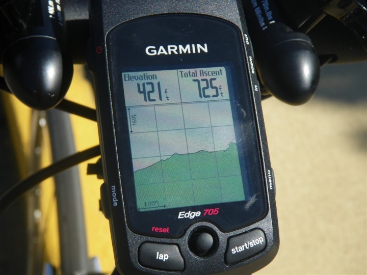 Garmin Edge 705 elevation map