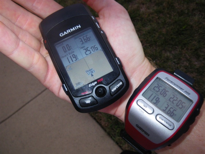 Garmin Edge 705 to Forerunner 305 size comparisons