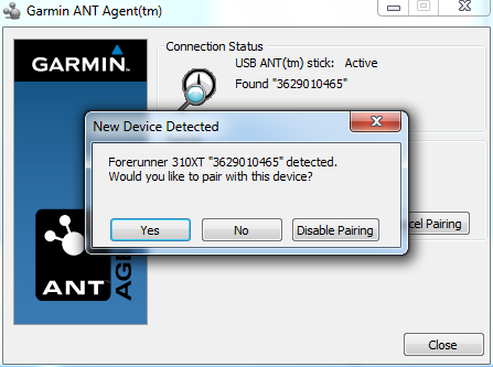 garmin ant agent forerunner 310xt