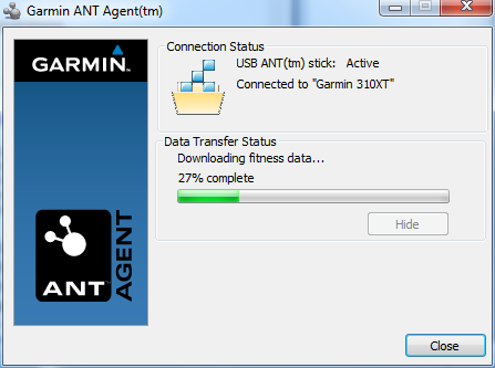 garmin ant agent data waiting to be sent