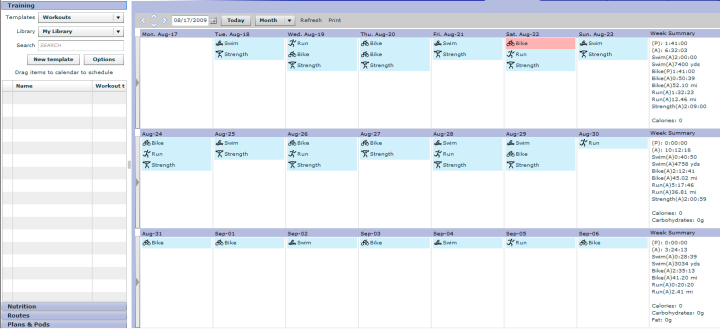 Training Peaks Calendar View