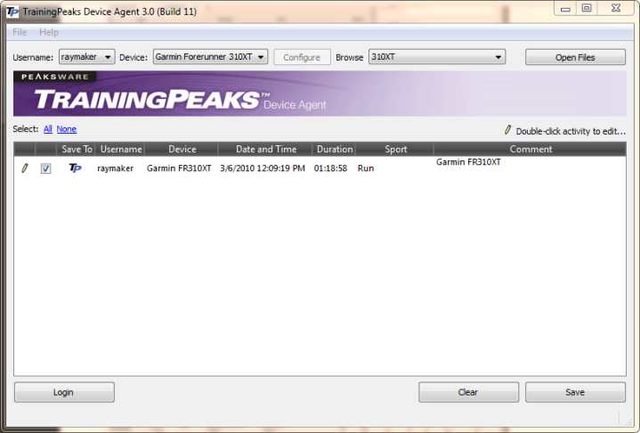 Training Peaks Device Agent Upload