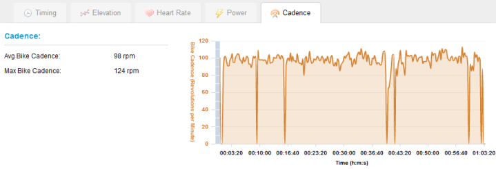 Garmin 310XT Cadence Graph on Garmin Connect