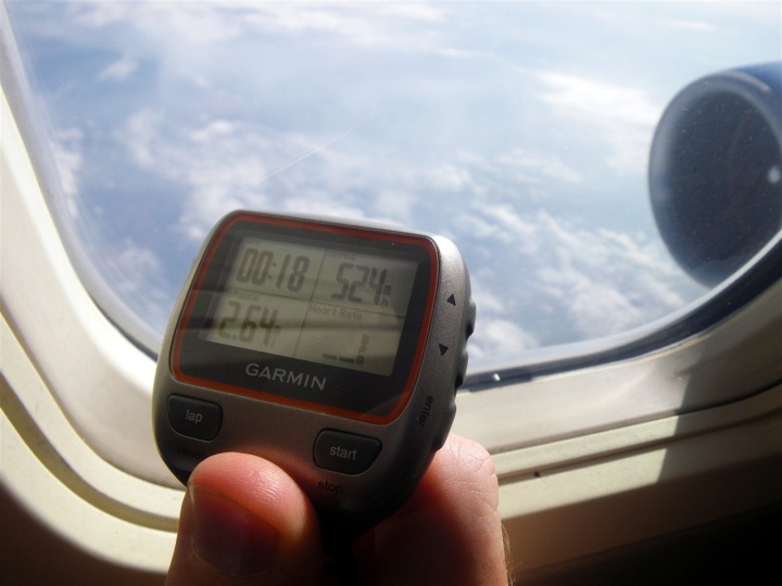 Garmin 310XT while on a plane flying