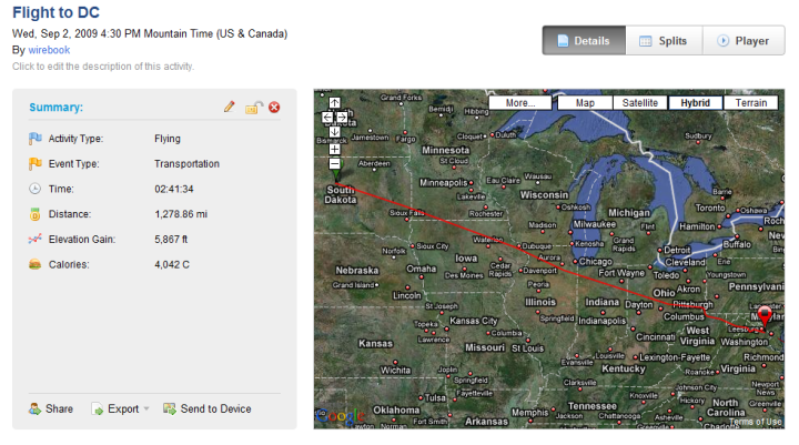 Garmin 310XT GPS flight path
