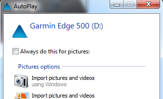 Edge 500 USB Windows Insert Message