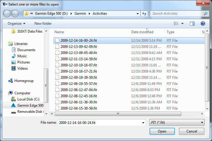 Edge 500 with Training Peaks picking FIT files