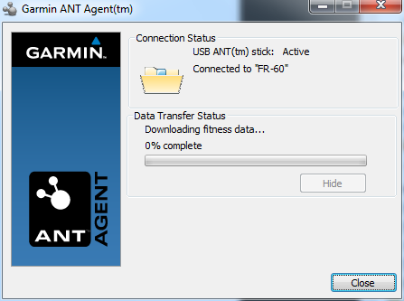 ANT+ Agent Downloading Data