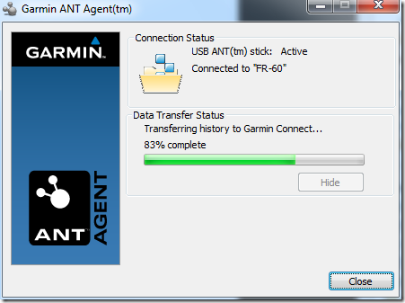 ANT+ Agent Transfer to Garmin Connect