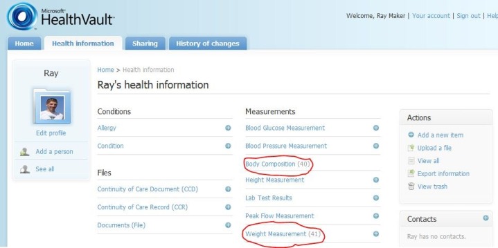 Withings and Health Vault Dashboard