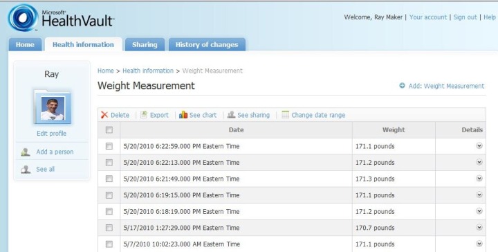 Withings data in Health Vault