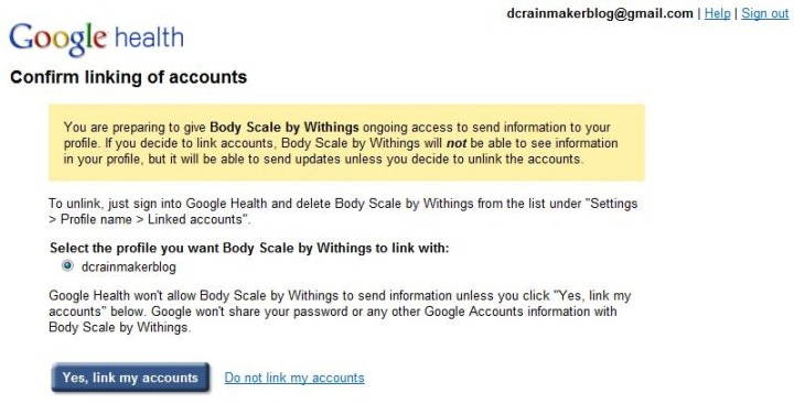 Withings Google Health Account Linking