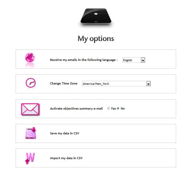Withings Account Options