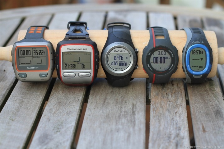 Garmin Foreunner Size Comparison - 310XT, 305, 405, 110, FR60