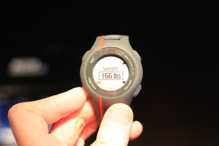 Garmin Forerunner 110 Weight Entry