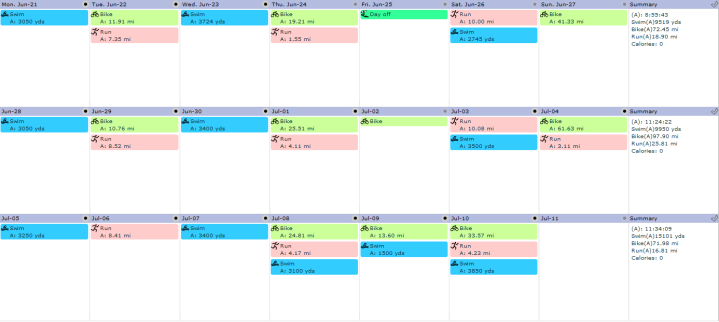 Training Peaks Calendar