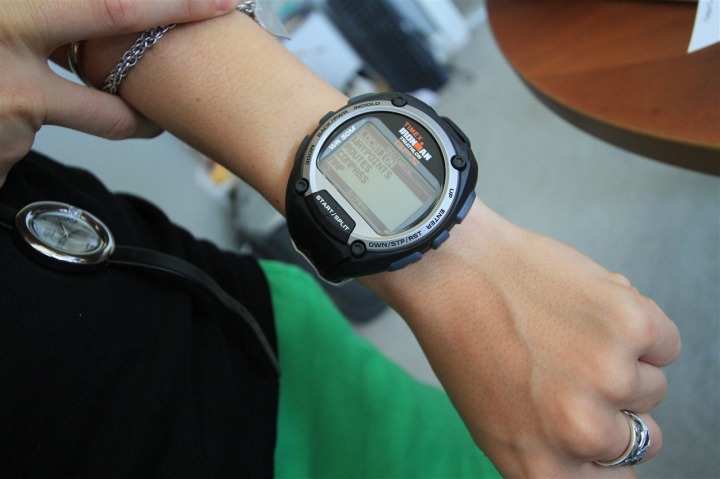 Timex Global Trainer on small wrist