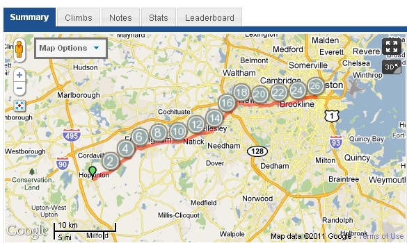 Boston Marathon 2019 Google Maps Route Details Course Map Elevation