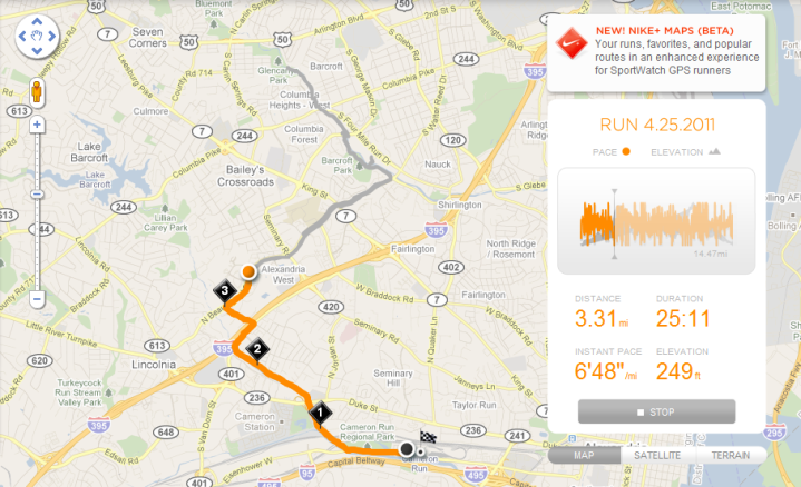 Nike+ GPS Website Run Review GPS Route