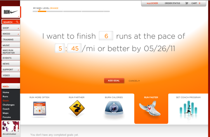 Nike+ GPS Website Goals