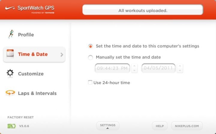 Nike+ GPS Sportwatch Connect Workout Upload