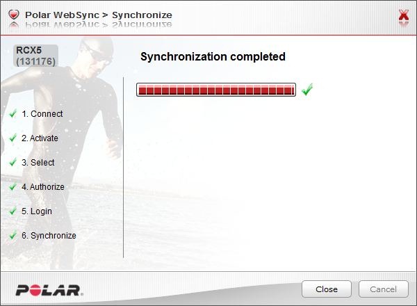 Polar RCX5 and Websync Data Upload Complete