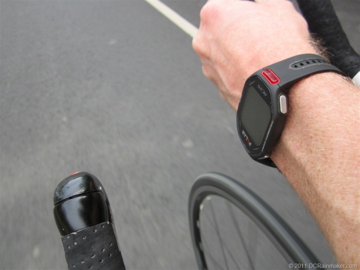 Polar RCX5 on wrist while cycling