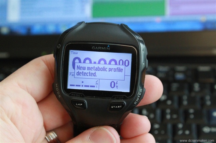 Metabolic Profile Downloaded for calorie consumption - Garmin Forerunner 910XT