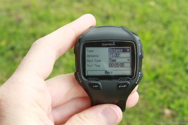 Garmin FR910XT Interval Creation