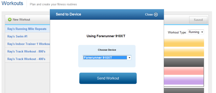 Garmin Connect Workout transfer to FR910XT