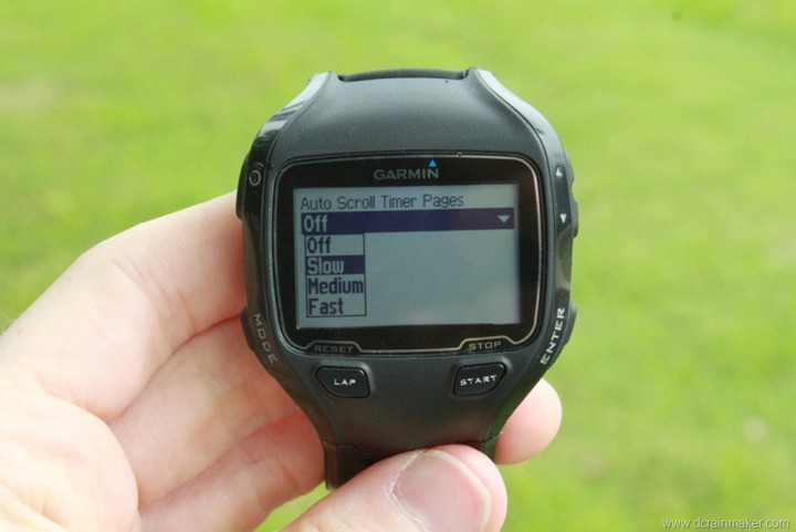 Garmin FR910XT Auto Scroll Settings