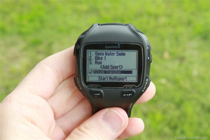 Garmin FR910XT Multisport Mode