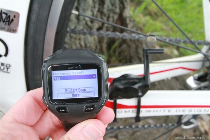 Garmin Bike Sensor Scan on FR910XT