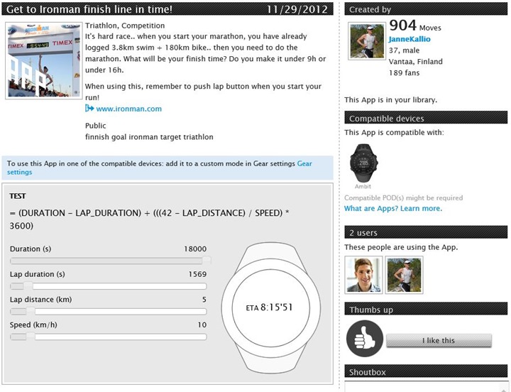 Suunto Ambit App Zone Ironman App