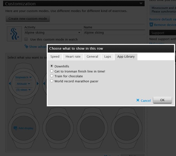 Suunto Ambit Downhills App customizing Alpine Skiing