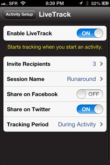 Do you use an app with live tracking in it Tell me about it DC