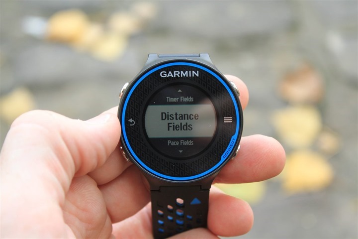 Garmin FR620 Display Fields