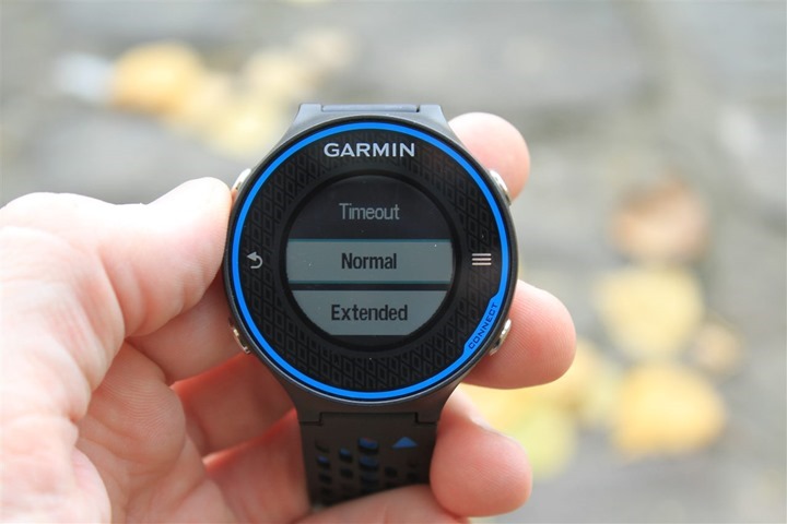 Garmin FR620 Timeout