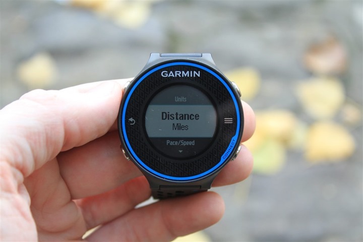 Garmin FR620 Miles & Kilometers