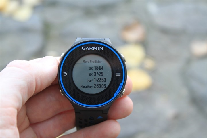 Garmin FR620 Race Predictor