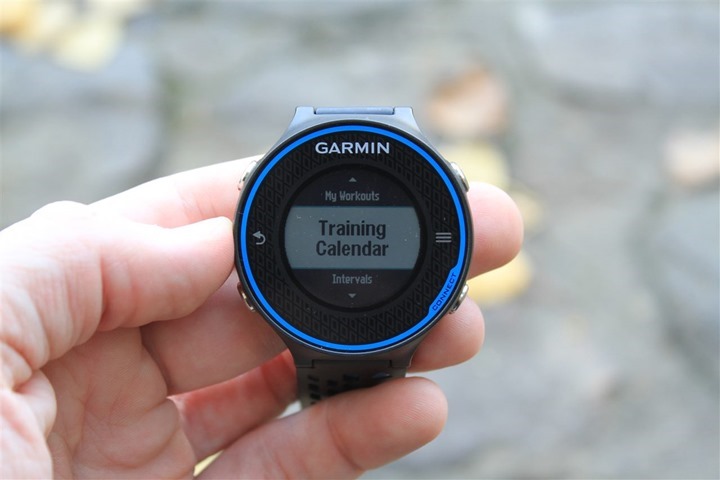 Garmin FR620 Training Calendar Feature