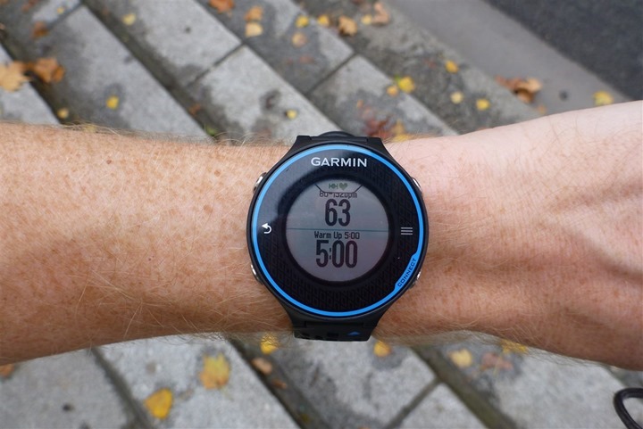 Garmin Connect Workout Screens on FR620