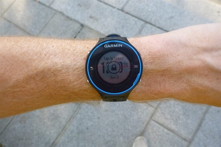 Garmin FR620 lock screen