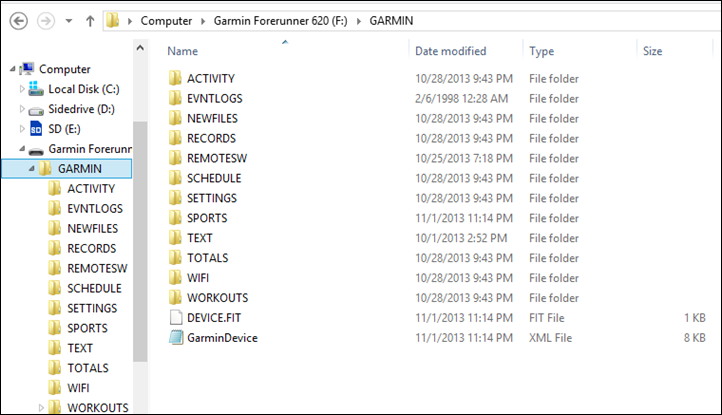 Garmin FR620 USB Upload