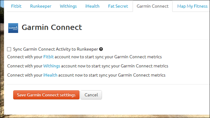 Garmin connect and store runkeeper