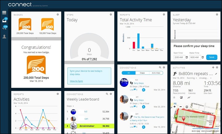 Garmin Connect Dashboard