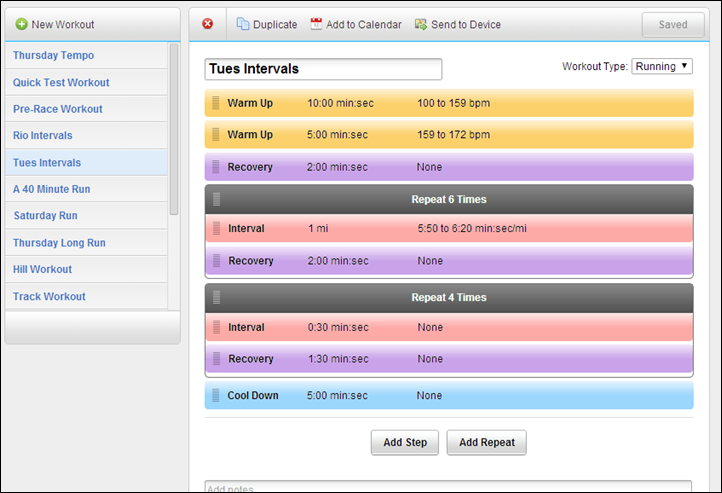 Garmin Connect Workout Creator